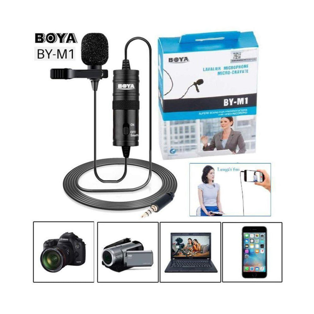 BOYA M1 Lavalier Collar Microphone | Clip-On Mic for Mobile, Camera & PC