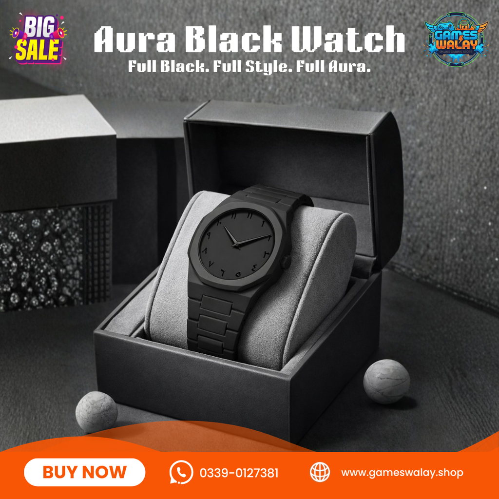 Aura Full Black Quartz Watch for Men – Lightweight Premium Analog Design (Without Box)