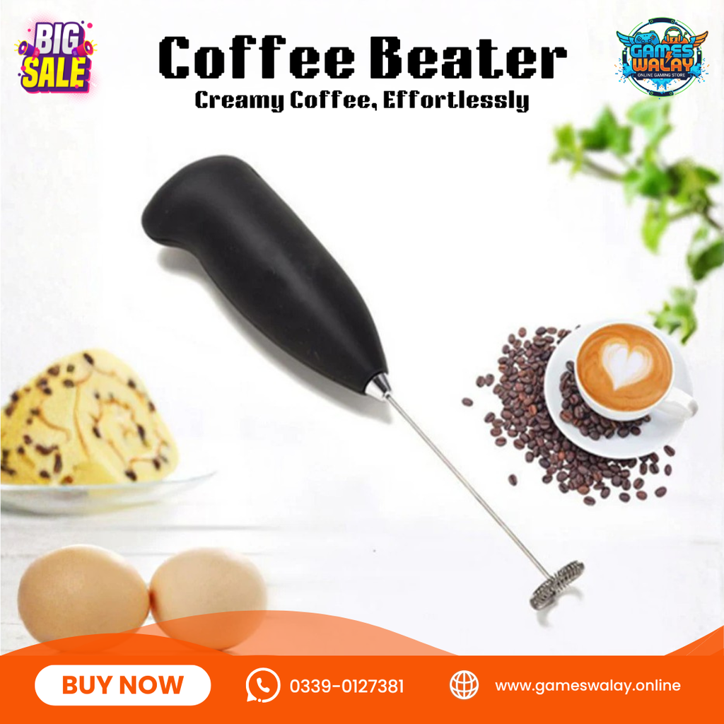 Coffee Beater & Milk Frother – Mini Handheld Egg Whisk, Drink Mixer & Foamer for Kitchen Use – Random Colour