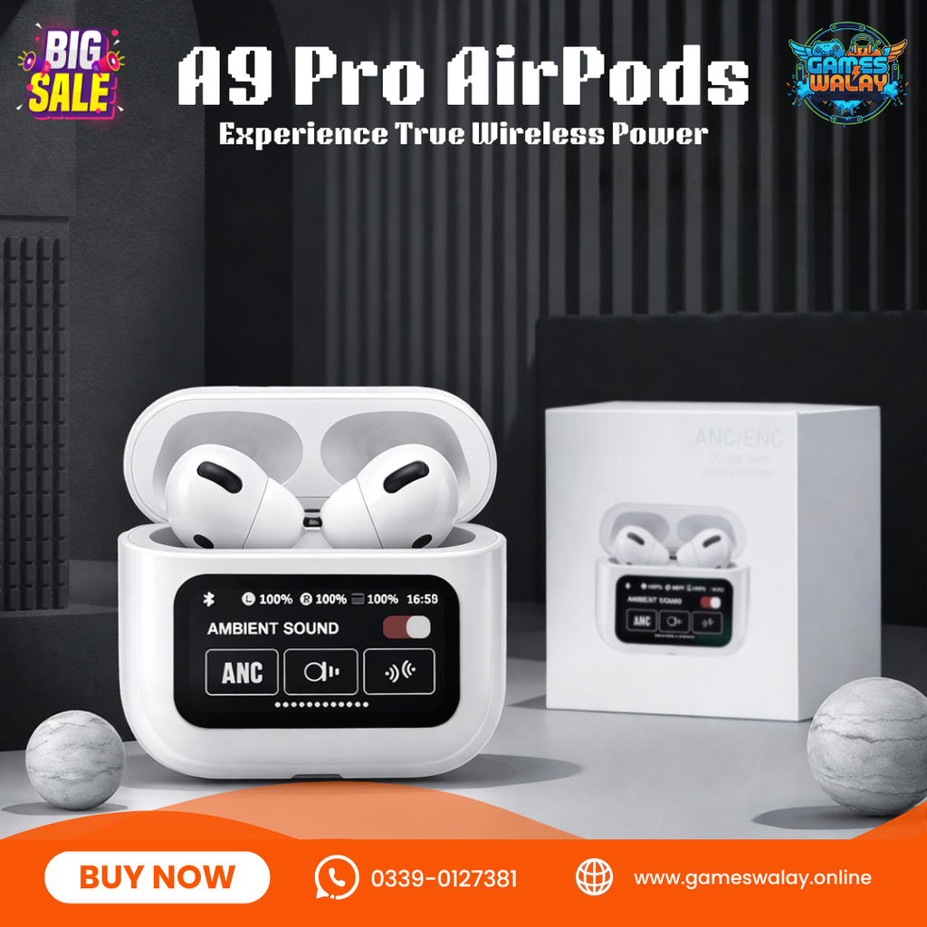 A9 Pro Touch Screen AirPods with Premium Sound – Wireless Bluetooth Earbuds