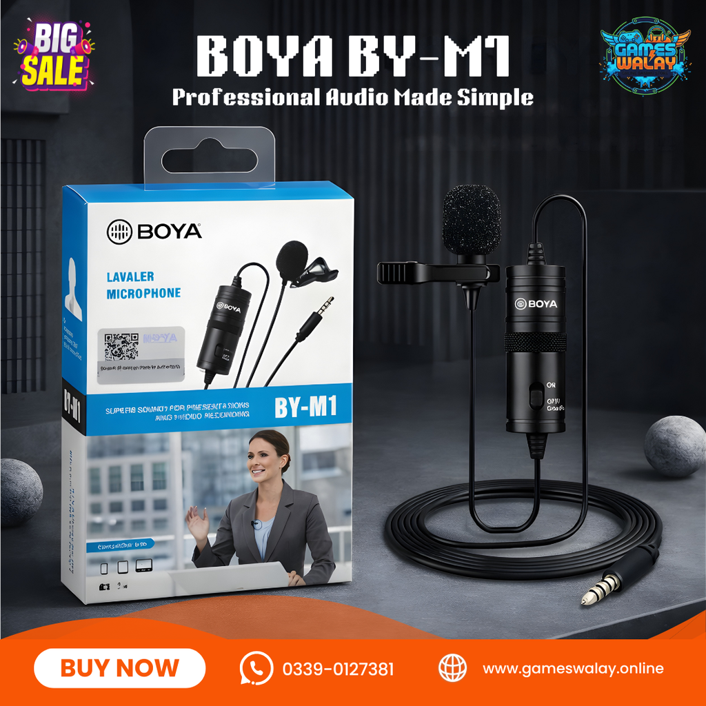 BOYA M1 Lavalier Collar Microphone | Clip-On Mic for Mobile, Camera & PC