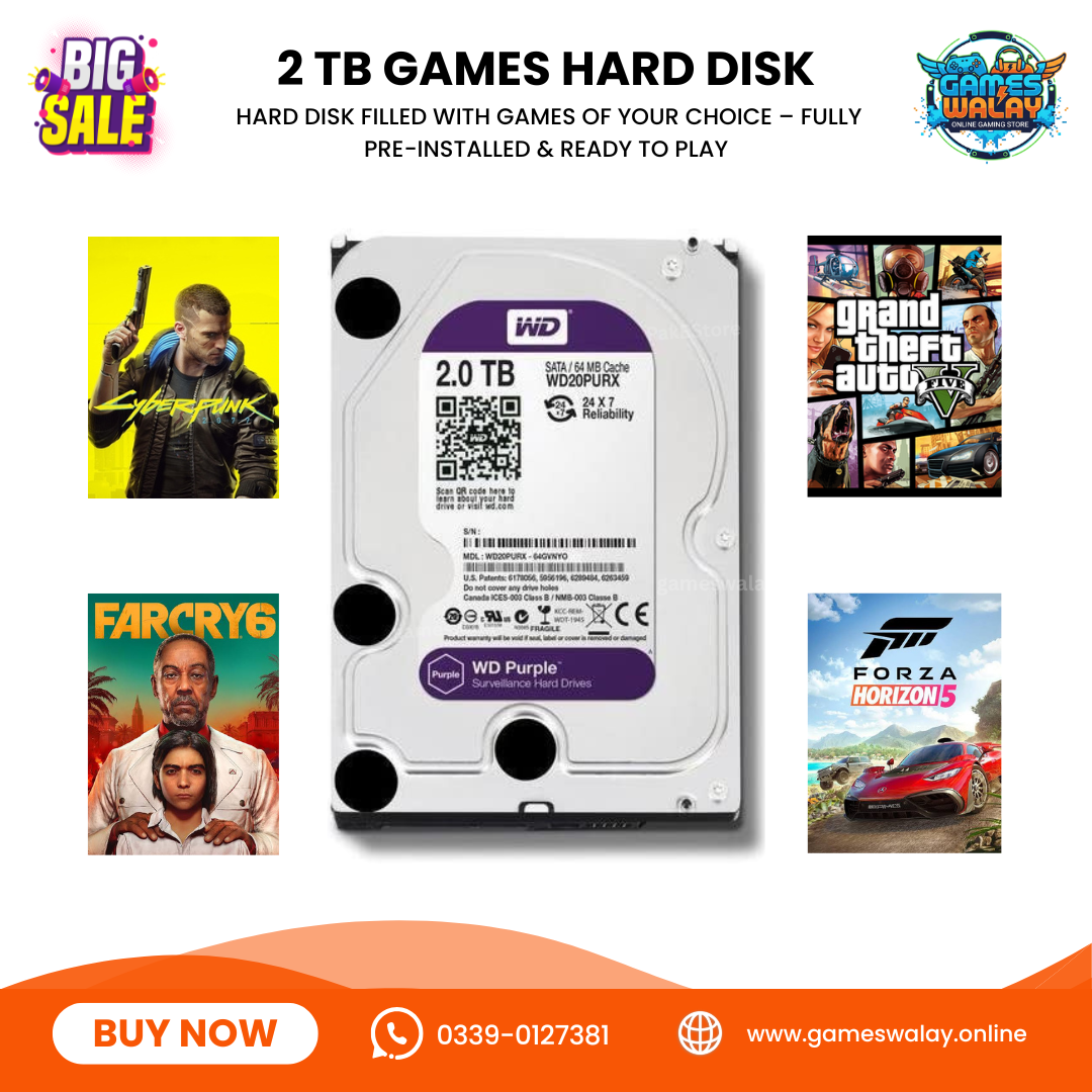 2 TB Preloaded PC Games Hard Disk – Filled With Your Favorite Games – Plug & Play Ready