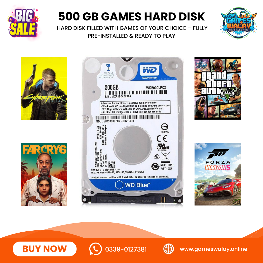 500GB Preloaded PC Games Hard Disk – Filled With Your Favorite Games – Plug & Play Ready