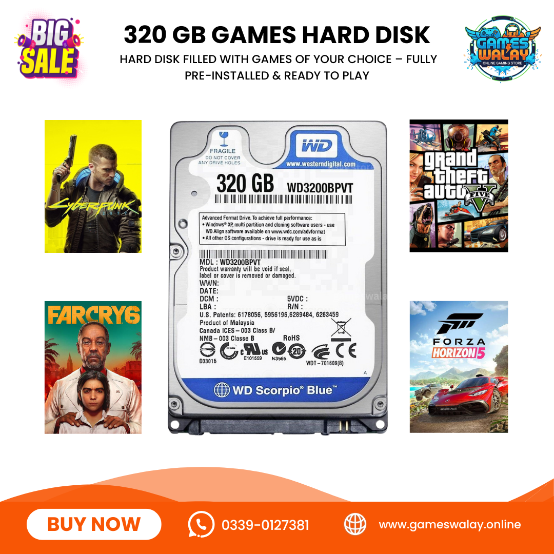 320GB Preloaded PC Games Hard Disk – Filled With Your Favorite Games – Plug & Play Ready