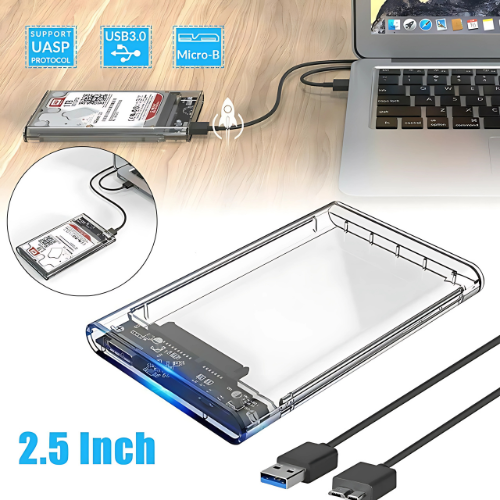 USB 3.0 Transparent Hard Drive Case – 2.5" Portable SSD/HDD Enclosure