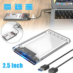 USB 3.0 Transparent Hard Drive Case – 2.5" Portable SSD/HDD Enclosure