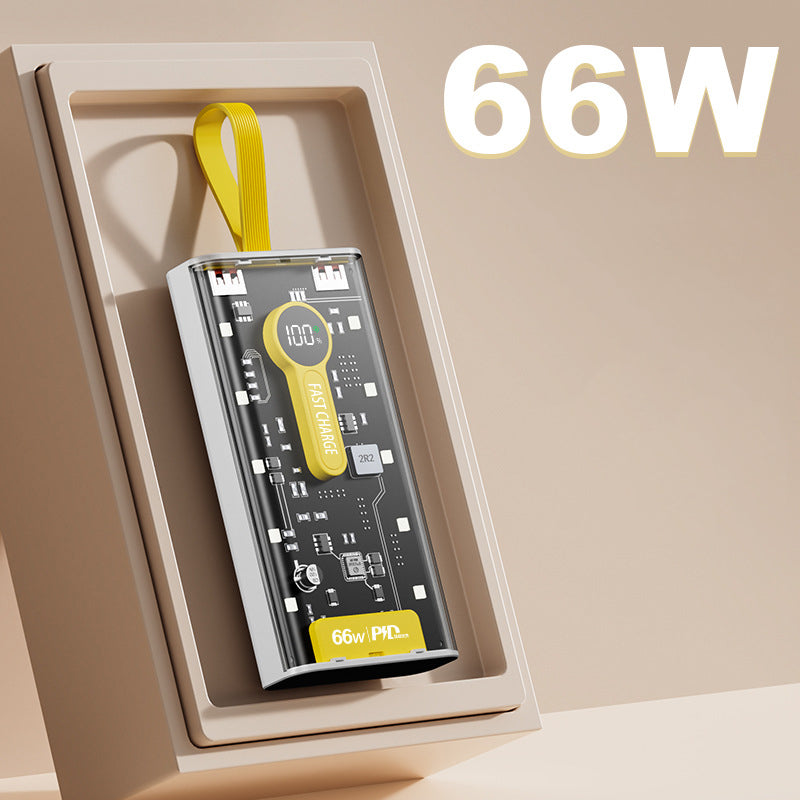 66W Super Fast Charging Transparent Power Bank 20000mAh with Digital Display
