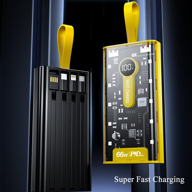 66W Super Fast Charging Transparent Power Bank 20000mAh with Digital Display