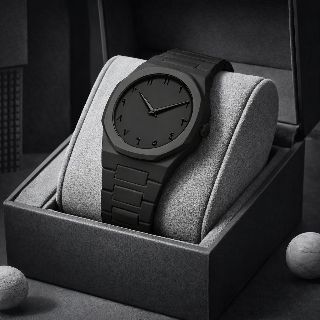 Aura Full Black Quartz Watch for Men – Lightweight Premium Analog Design (Without Box)