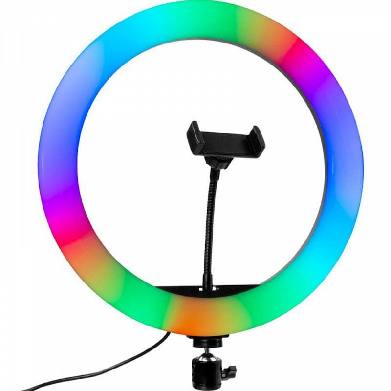 MJ33 33CM (13-inch) RGB LED Soft Ring Light with Phone Holder – Without Stand