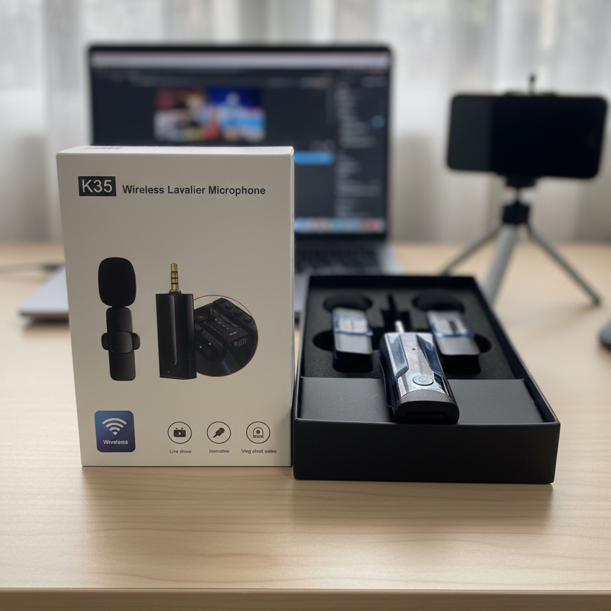 K35 High-Quality Wireless Dual Microphone for Mobile Phone & Camera